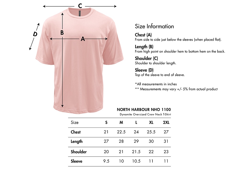 North Harbour NHO 1100 Dynamite Oversized Crew Neck T-Shirt Size