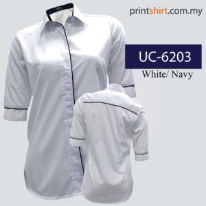 Tailored ladies' corporate shirt with 1/2 sleeves in a crisp professional finish.
